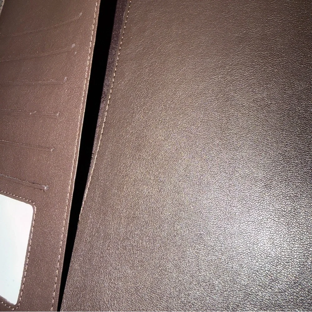 New Padfolio Brown Leather with Notepad, M by Staples with Interior Slit Pockets